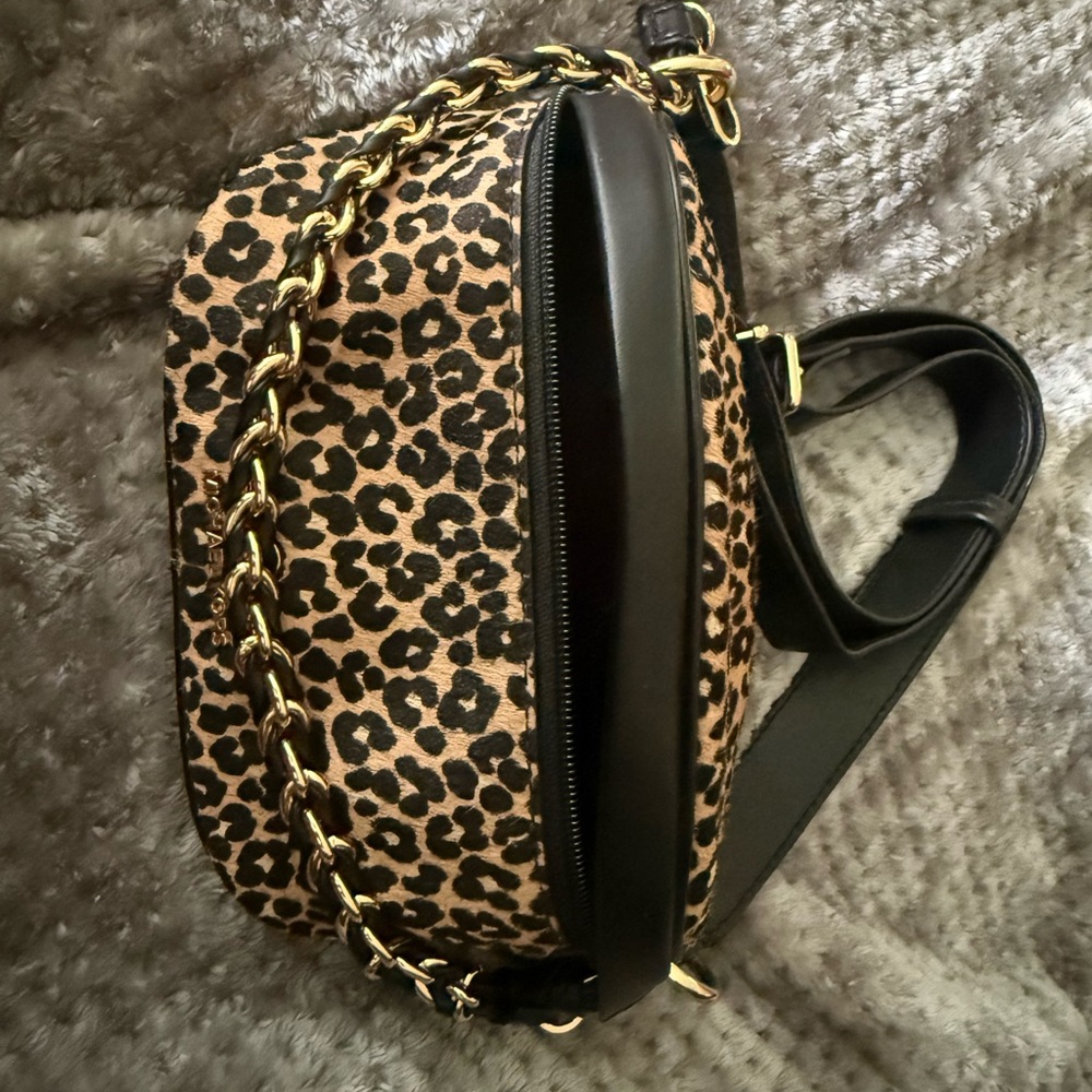 Leopard Print Crossbody Bag with Gold Chain